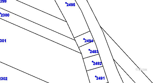 Parcela st. 1077/77 v KÚ Huštěnovice, Katastrální mapa