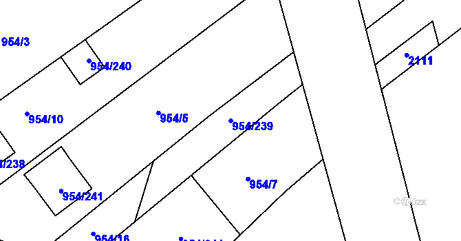 Parcela st. 954/239 v KÚ Huštěnovice, Katastrální mapa