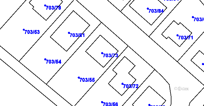 Parcela st. 703/73 v KÚ Huštěnovice, Katastrální mapa