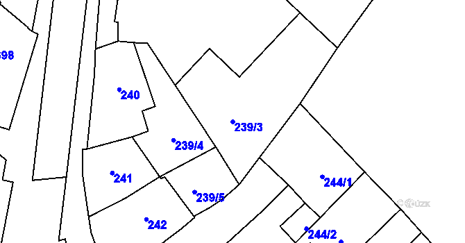 Parcela st. 239/3 v KÚ Huštěnovice, Katastrální mapa
