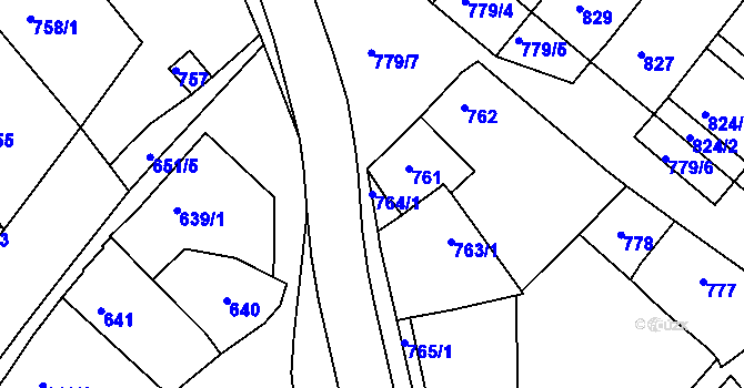 Parcela st. 764/1 v KÚ Huštěnovice, Katastrální mapa