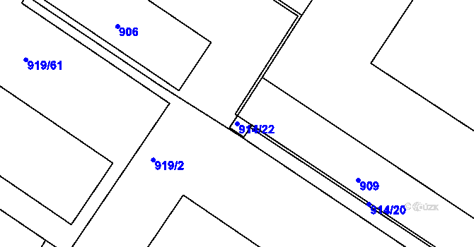 Parcela st. 914/22 v KÚ Huštěnovice, Katastrální mapa