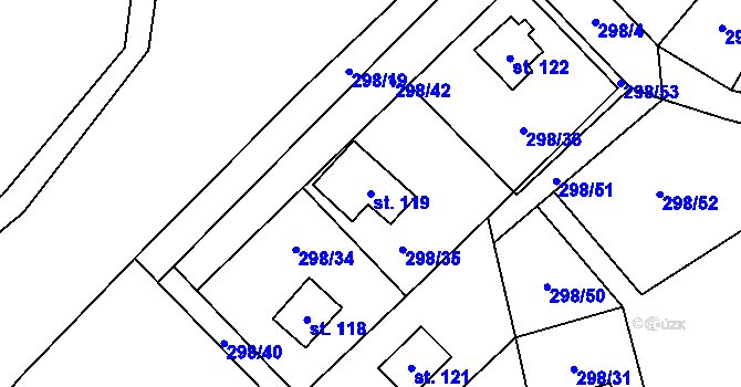 Parcela st. 119 v KÚ Hutě pod Třemšínem, Katastrální mapa
