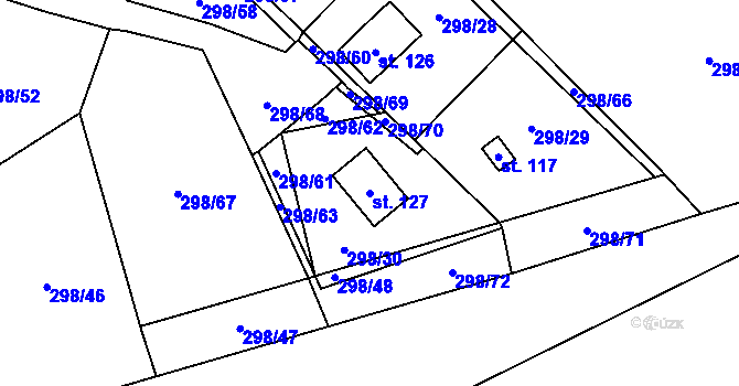 Parcela st. 127 v KÚ Hutě pod Třemšínem, Katastrální mapa