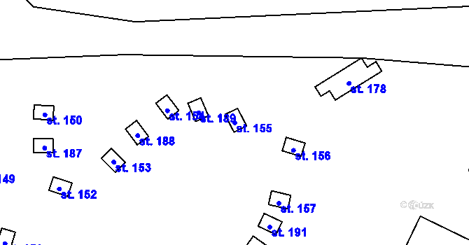 Parcela st. 155 v KÚ Hutě pod Třemšínem, Katastrální mapa