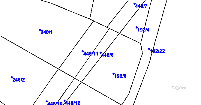 Parcela st. 448/6 v KÚ Hutě pod Třemšínem, Katastrální mapa