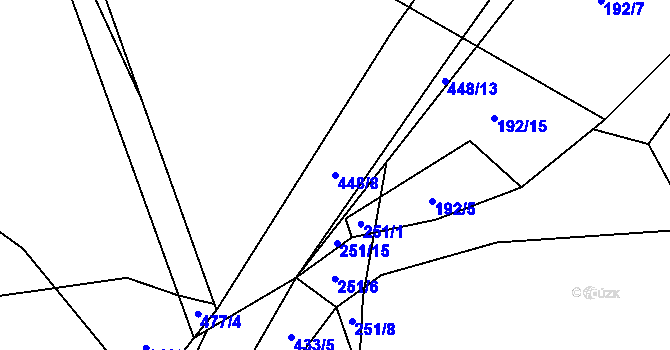 Parcela st. 448/8 v KÚ Hutě pod Třemšínem, Katastrální mapa