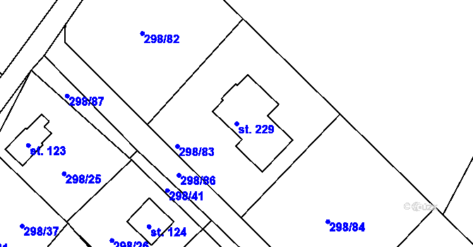 Parcela st. 229 v KÚ Hutě pod Třemšínem, Katastrální mapa