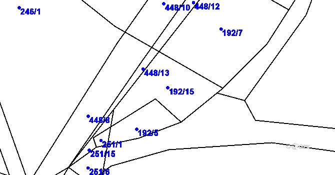 Parcela st. 192/15 v KÚ Hutě pod Třemšínem, Katastrální mapa