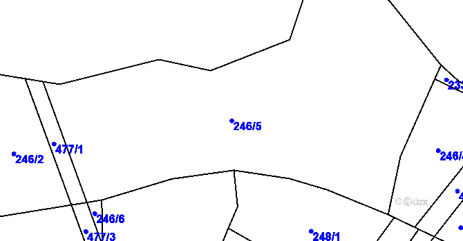 Parcela st. 246/5 v KÚ Hutě pod Třemšínem, Katastrální mapa