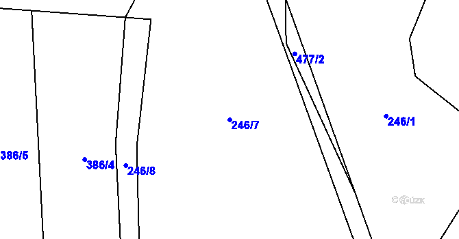 Parcela st. 246/7 v KÚ Hutě pod Třemšínem, Katastrální mapa