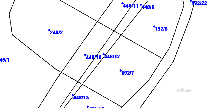 Parcela st. 448/12 v KÚ Hutě pod Třemšínem, Katastrální mapa