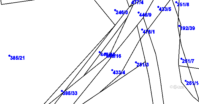 Parcela st. 448/15 v KÚ Hutě pod Třemšínem, Katastrální mapa