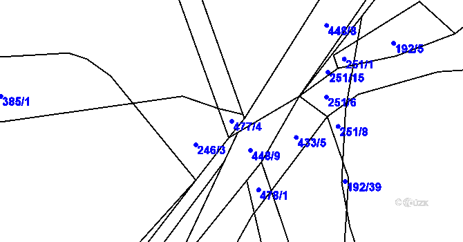 Parcela st. 477/4 v KÚ Hutě pod Třemšínem, Katastrální mapa