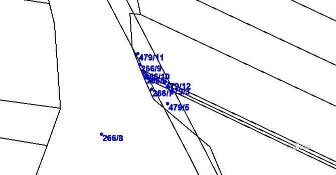 Parcela st. 479/3 v KÚ Hutě pod Třemšínem, Katastrální mapa