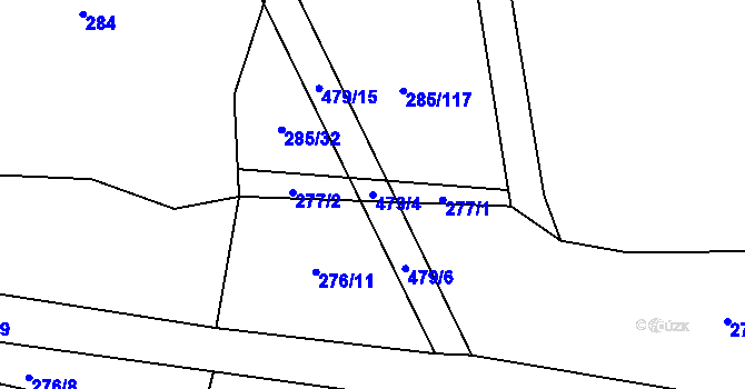 Parcela st. 479/4 v KÚ Hutě pod Třemšínem, Katastrální mapa