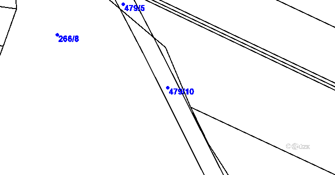 Parcela st. 479/10 v KÚ Hutě pod Třemšínem, Katastrální mapa