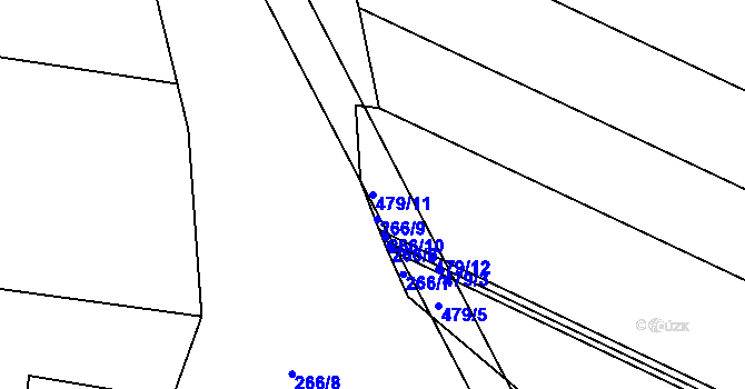 Parcela st. 479/11 v KÚ Hutě pod Třemšínem, Katastrální mapa