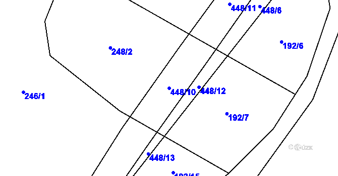 Parcela st. 448/10 v KÚ Hutě pod Třemšínem, Katastrální mapa