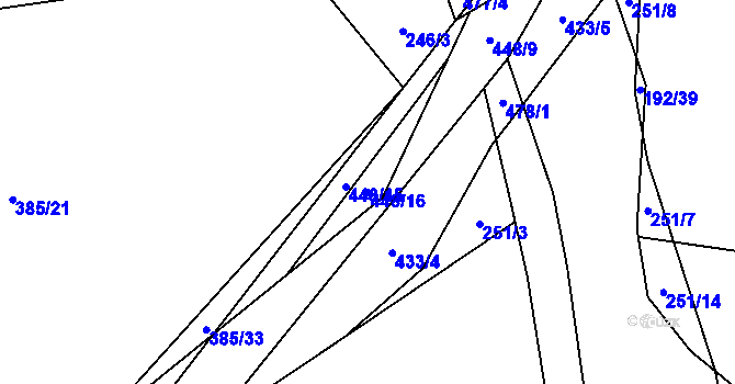 Parcela st. 448/16 v KÚ Hutě pod Třemšínem, Katastrální mapa