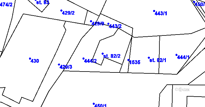 Parcela st. 82/2 v KÚ Hutisko, Katastrální mapa