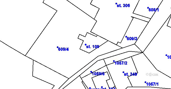 Parcela st. 109 v KÚ Hutisko, Katastrální mapa