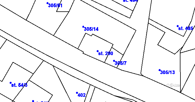 Parcela st. 290 v KÚ Hutisko, Katastrální mapa