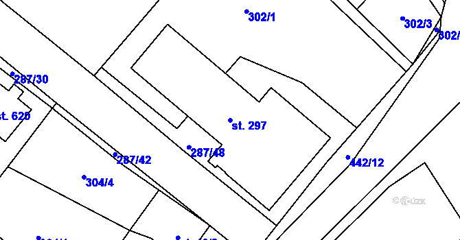 Parcela st. 297 v KÚ Hutisko, Katastrální mapa