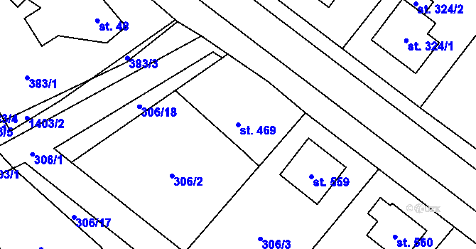 Parcela st. 469 v KÚ Hutisko, Katastrální mapa