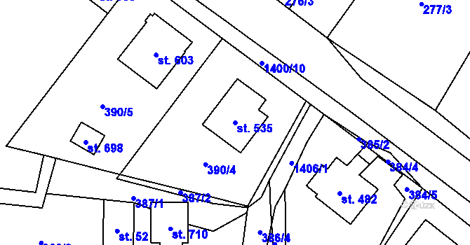 Parcela st. 535 v KÚ Hutisko, Katastrální mapa