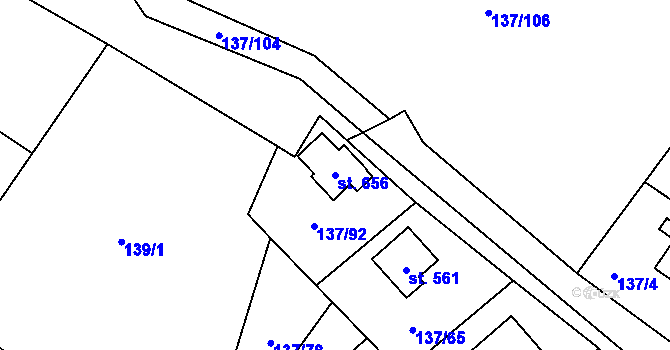 Parcela st. 656 v KÚ Hutisko, Katastrální mapa
