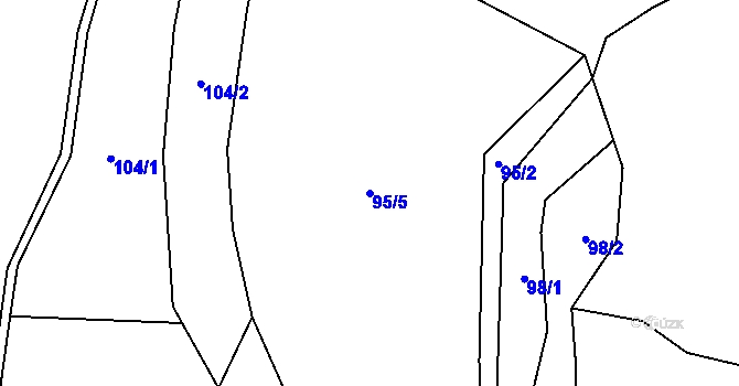 Parcela st. 95/5 v KÚ Hutisko, Katastrální mapa