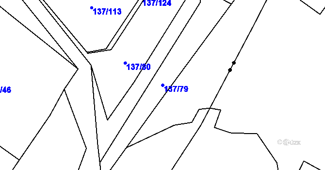 Parcela st. 137/79 v KÚ Hutisko, Katastrální mapa