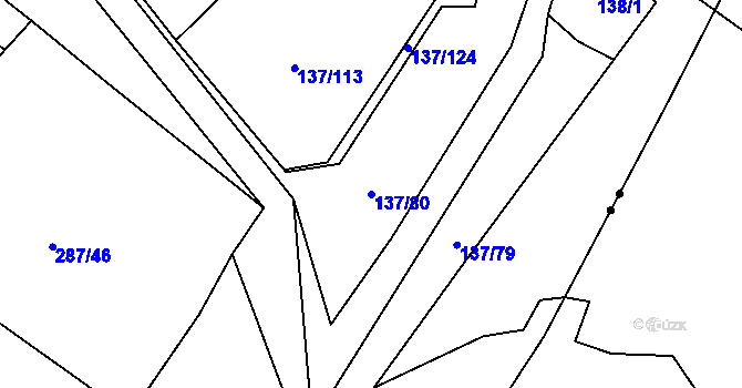 Parcela st. 137/80 v KÚ Hutisko, Katastrální mapa