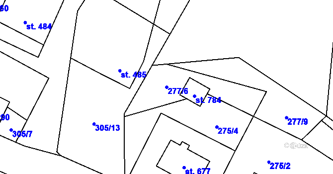 Parcela st. 277/6 v KÚ Hutisko, Katastrální mapa