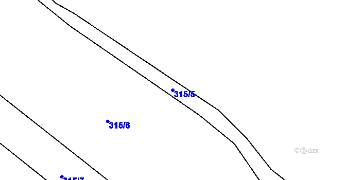 Parcela st. 315/5 v KÚ Hutisko, Katastrální mapa