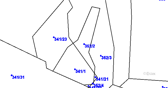 Parcela st. 352/2 v KÚ Hutisko, Katastrální mapa