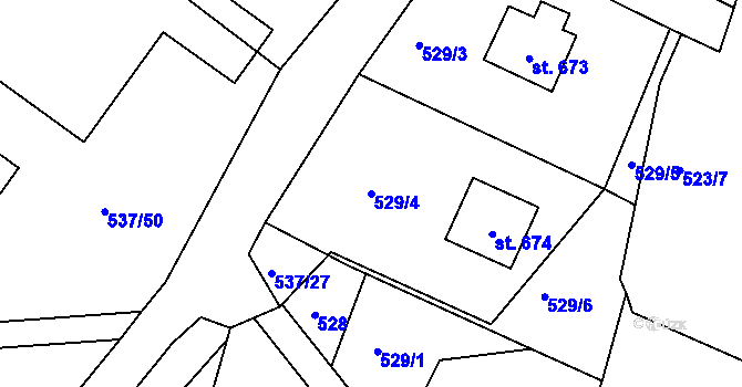 Parcela st. 529/4 v KÚ Hutisko, Katastrální mapa