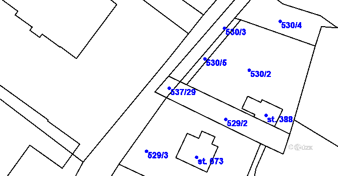 Parcela st. 537/29 v KÚ Hutisko, Katastrální mapa
