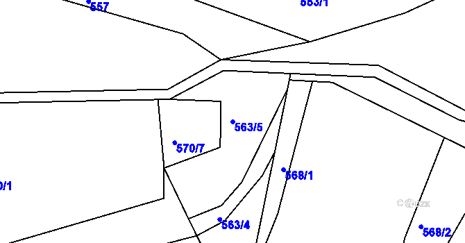 Parcela st. 563/5 v KÚ Hutisko, Katastrální mapa