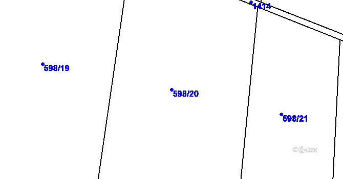 Parcela st. 598/20 v KÚ Hutisko, Katastrální mapa