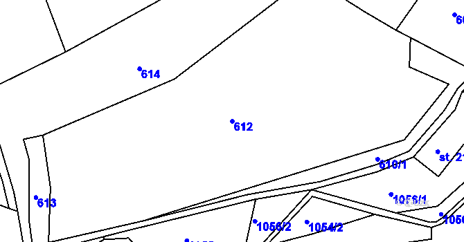 Parcela st. 612 v KÚ Hutisko, Katastrální mapa