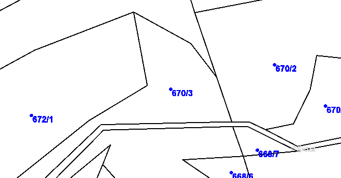 Parcela st. 670/3 v KÚ Hutisko, Katastrální mapa