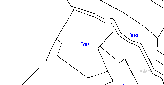 Parcela st. 787 v KÚ Hutisko, Katastrální mapa