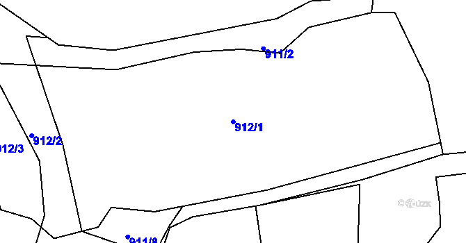 Parcela st. 912/1 v KÚ Hutisko, Katastrální mapa