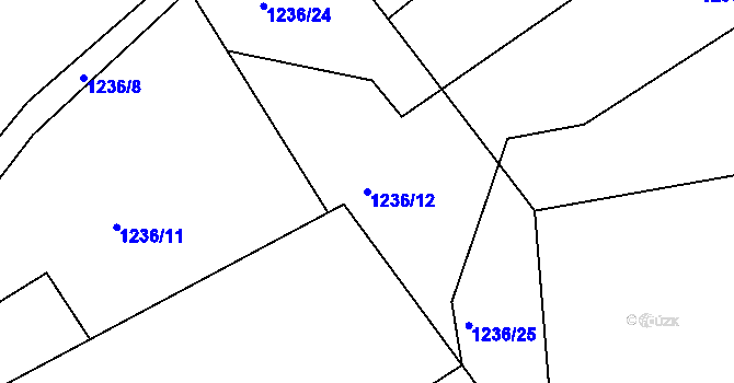 Parcela st. 1236/12 v KÚ Hutisko, Katastrální mapa