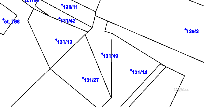 Parcela st. 131/49 v KÚ Hutisko, Katastrální mapa