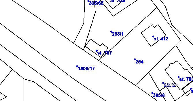 Parcela st. 767 v KÚ Hutisko, Katastrální mapa