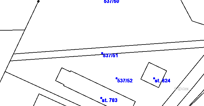 Parcela st. 537/51 v KÚ Hutisko, Katastrální mapa