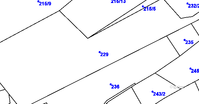 Parcela st. 229 v KÚ Hutisko, Katastrální mapa